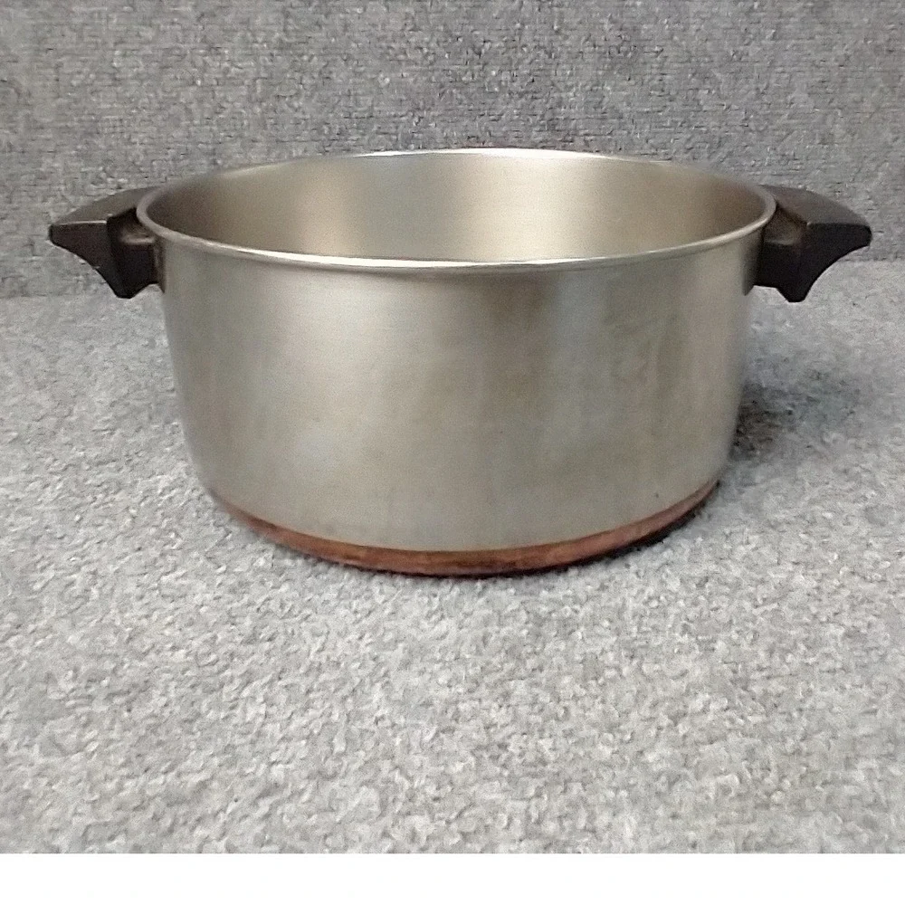 Vintage Revere Ware 4 1/2 Qt Copper Bottom Stock Pot Stainless Steel Rome NY USA